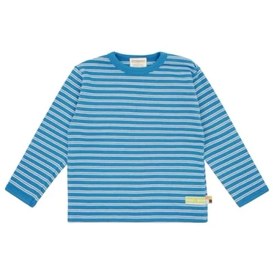 Afbeelding van loud + proud Unisex kinderen lange mouwen gestreept, GOTS gecertificeerd shirt, azuur, 74 80
