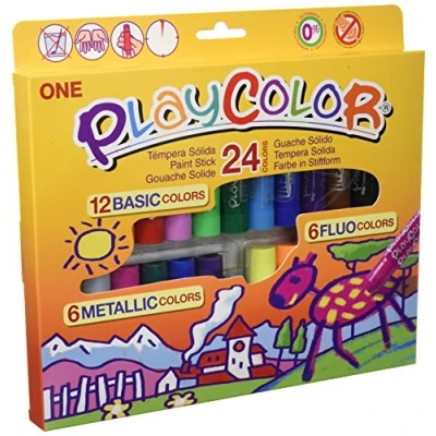 Afbeelding van Verfset PLAYCOLOR Basic Metallic Fluor Multicolour 24 Onderdelen