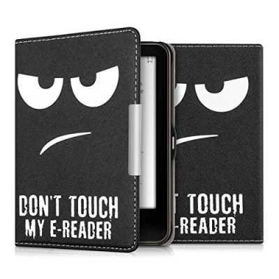 Afbeelding van kwmobile E Reader hoesje compatibel met Tolino Vision 1/2 / 3/4 HD Magneetsluiting Ereader case Don&#039;t Touch My in wit/zwart