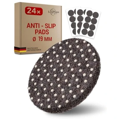 Afbeelding van LouMaxx Anti slip pads zelfklevend antislip Ø 19 mm meubelstoppers met extra sterke grip set van 24 viltglijders rubberen noppen in bruin