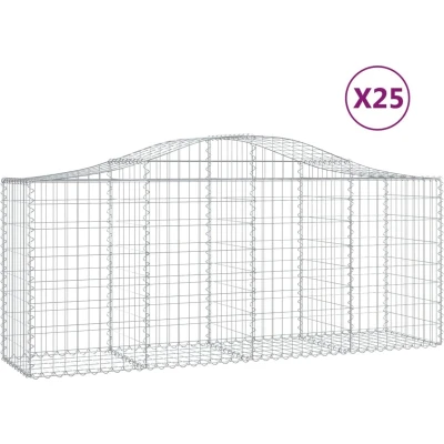 Afbeelding van vidaXL Schanskorven 25 st gewelfd 200x50x80/100 cm ijzer