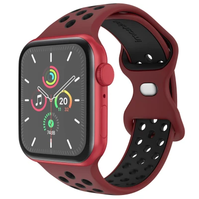 Afbeelding van Apple Watch Sport+ bandje Meerkleurig Geschikt voor Series 1/2/3/4/5/6/7/8/9/10/SE/Ultra/Ultra 2 (44/45/46/49 mm) Maat M/L Wine