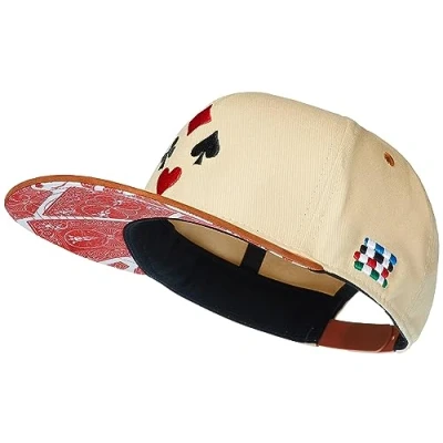 Afbeelding van Cadency Snapback Caps voor heren, poker, baseballpet, basecap rechte klep, premium kwaliteit, 100% katoen, duurzaam, eenheidsmaat, dames, uniseks, beige, verstelbaar, One size