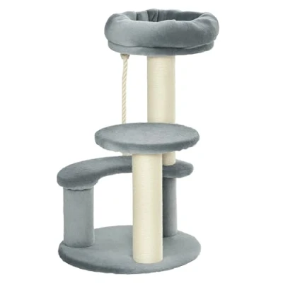 Afbeelding van PawHut Kattenboom klimboom speelboom kattenbed kattenkrabboom grijs D30 202