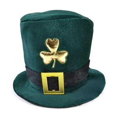 Afbeelding van Groene fluwelen Ierse hoed (pak van 1) opvallend ontwerp, perfect voor St. Patrick&#039;s Day vieringen, parade, cosplay, fotoshoots en meer