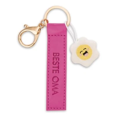 Afbeelding van NICI Sleutelhanger Beste Oma Kunstlederen band 10 cm met bloem roze trouwmetgezel voor rugzak of tas, sleutelhouder klein en groot 62006