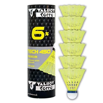 Afbeelding van Talbot Torro Badminton Shuttles Tech 450 Geel/blauw 6 Stuks