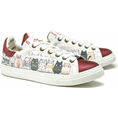 Afbeelding van GOBY Cat Movie Sneakers Sneaker Damessneaker Damessneakers Hoge kwaliteit Handmade Kattenprint Maat 35