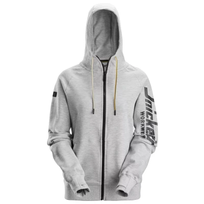 Afbeelding van Snickers 2877 Dames Logo Full Zip Hoodie Gemeleerd Grijs/ S