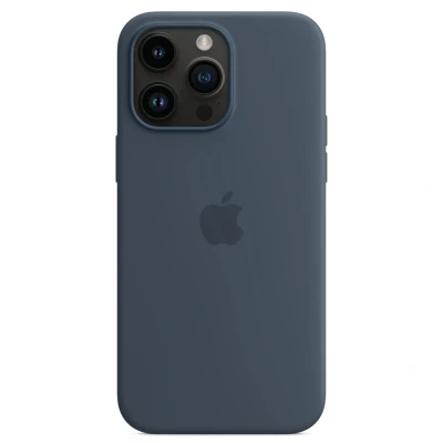 Afbeelding van Apple Silicome Case + MS iPhone 14 Pro Max Storm Blue