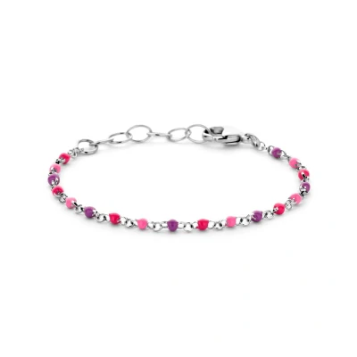 Afbeelding van Zilver Gerhodineerd Armband Bolletjes Gekleurd Emaille 11 + 2 Cm 1339014