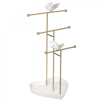 Afbeelding van Luxyana® Birdy Sieradenhouder Vrolijke Goudkleurige Juwelen en Ketting Houder