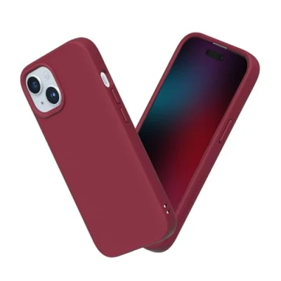 Afbeelding van RhinoShield Case compatibel met [iPhone 15] SolidSuit schokdempende en slanke beschermhoes premium afwerking 3,5 meter valbescherming bordeauxrood