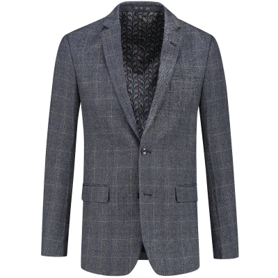 Afbeelding van GENTS Colbert tweedlook ruit blauw 26
