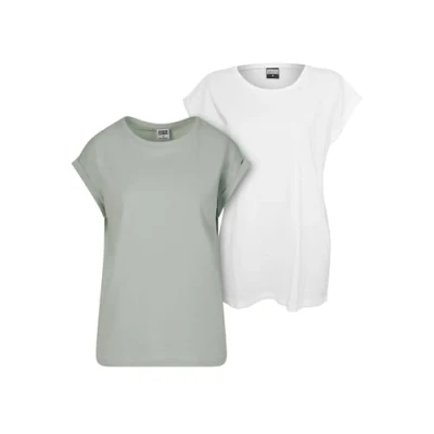 Afbeelding van Urban Classics Extended Shoulder 2PACK Tshirt basic, Dames, Maat: XXL, Frostmint white