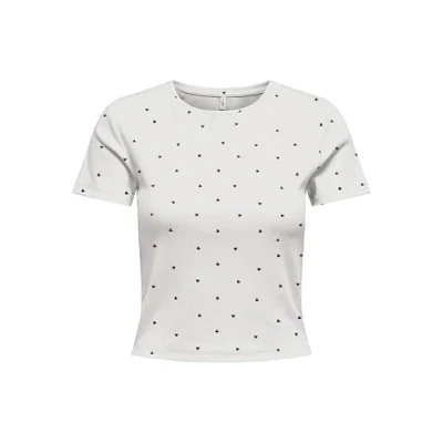 Afbeelding van ONLY Tshirt Fenja Hearts Wit S