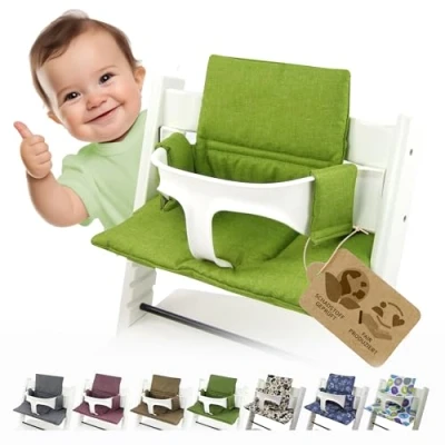 Afbeelding van Bambiniwelt Zitkussen, overtrek, vervangingskussen, compatibel met Stokke Tripp Trapp hoge stoel (org, lichtgroen)