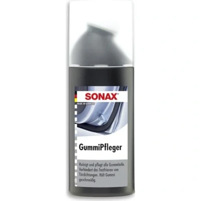 Afbeelding van SONAX 3401000 rubberverzorging met sponsapplicator, reinigt, verzorgt en houdt alle rubberen onderdelen elastisch, voorkomt vastvriezen vastkleven van afdichtingen, 100ml zwart