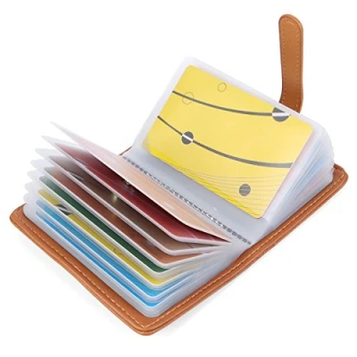 Afbeelding van 10 kleuren creditcardhouder voor dames en heren, leer, 26 sleuven, Bruin #2, Une taille pour tous