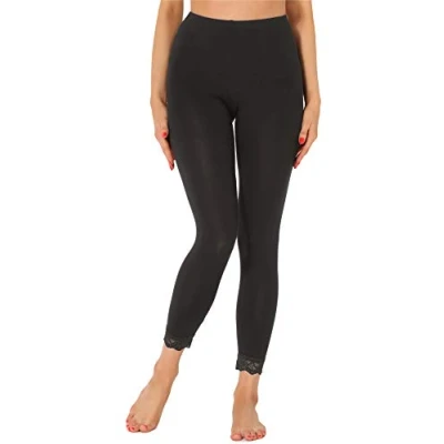 Afbeelding van Merry Style MS MS10 224 LE Dames Leggings met Kant Sport Vrijetijdsbroek 7/8 Lengte Viscose Zwart XXL