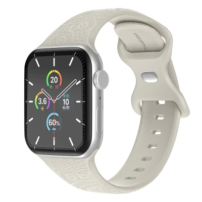 Afbeelding van Apple Watch bandje Siliconen en TPU (zacht) Beige Geschikt voor Series1/2/3/4/5/6/7/8/9/10/SE (38/40/41 mm) Series 10 (42