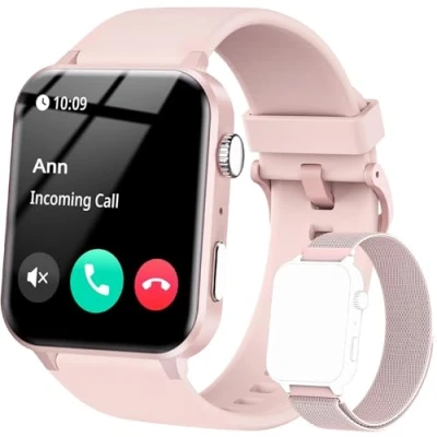 Afbeelding van IOWODO smartwatch heren dames, 1,85 inch smart fitnesshorloge, Bluetooth oproepen, stemassistent, hartslagmeter/slaap/SpO2, 100 sportmodi, horloge voor Android iOS