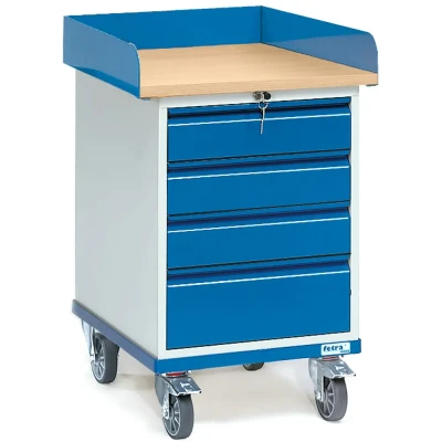 Afbeelding van Fetra 2446 Tafel en kabinetwagen Staal Poedercoating Laadvermogen (max.): 150 kg Stralend blauw (RAL 5007)
