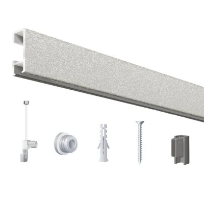 Afbeelding van Click Rail / Ophangrail Mat Zilver Complete Set 100 cm