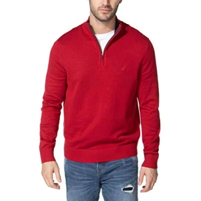Afbeelding van Nautica Trui met kwartrits voor heren, Rood, XL