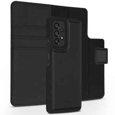 Afbeelding van Samsung Galaxy A53 Hoesje Echt leder Accezz Bookcase/2 in 1 Case Zwart Telefoonhoesje