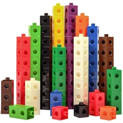 Afbeelding van edxeducation Linking Cubes, set van 100 dobbelstenen, dobbelstenen om te verbinden en tellen, voor het bouwen rekenen, kinderen kleuter basisschoolleeftijd