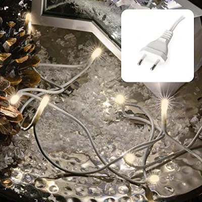 Afbeelding van hellum Lichtsnoer 10 leds, 1,35 m lengte, lichtketting binnen, klassiek warmwit, 59 lm, wit met stekker, kerstboomlichtketting 579109