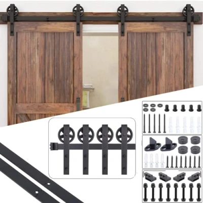Afbeelding van EGTink 244 cm Hardware railset voor schuurdeur, schuifdeur, industriële set hangende deur van hout dubbele
