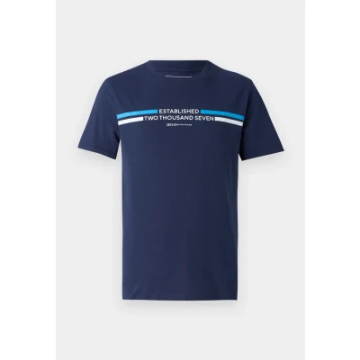 Afbeelding van TOM Tailor Denim Printed Tshirt print, Heren, Maat: Medium, Dark blueberry