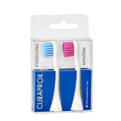 Afbeelding van Curaprox Hydrosonic Sensitive opzetborstels voor sonische tandenborstel, duo pack, blauw/roze