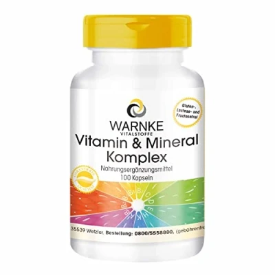 Afbeelding van Vitamine A Z Multivitaminecapsules met 18 vitaminen en mineralen HOGE DOSED 100 capsules Warnke Vitalstoffe Duitse apothekerskwalitei