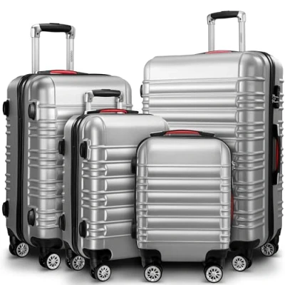 Afbeelding van MONZANA 4 delige Hardcase Kofferset Handbagage M L XL Trolleys Zilver