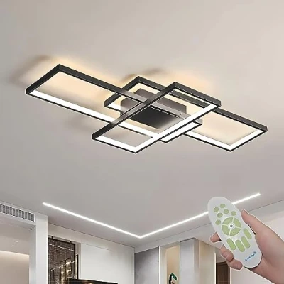 Afbeelding van Diossad Dimbare Plafondlamp LED met Afstandsbediening, Rechthoekige Lichten Plafondlamp, 2700K 6500K Warme Natuur Koud Wit Plafond Panel Voor Slaapkamer Woonkamer Keuken Versieren (black, 80*45*9cm)