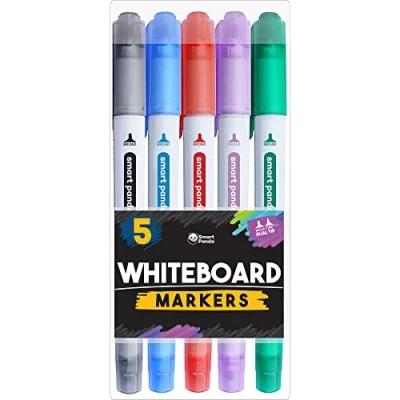 Afbeelding van 5 Whiteboard Marker van Smart Panda Dunne whiteboardstiften Met aan 2 zijden een punt, middelgroot en fijn droogwisser uitwisbare whiteboardpennen