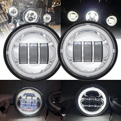 Afbeelding van SKUNTUGUANG 1 paar 11,4 cm led mistlampen met engelogen voor Harley Davidson (wit)
