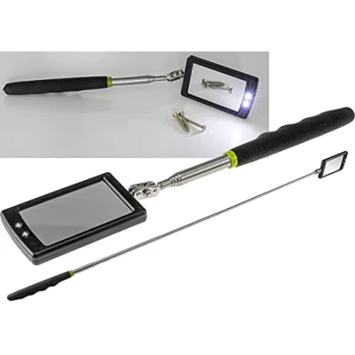Afbeelding van ChiliTec Telescopisch spiegelgereedschap met ledverlichting, handspiegel, uittrekbaar, 28 88 cm, softgrip, draaibaar
