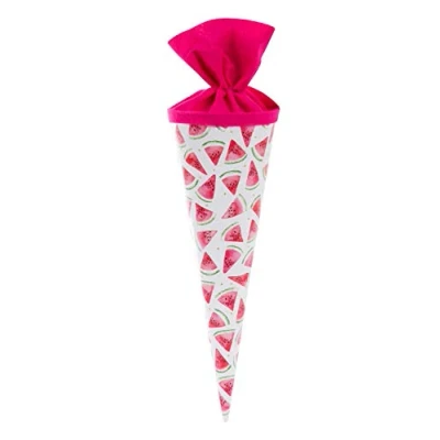 Afbeelding van goldbuch 93426 broer of zus zakje 35 cm, schoolkegel voor jongens en meisjes, suikerzakje met meloen motief cadeauzakje in lakkarton viltsluiting, school schoolstart, ca. x 11,5 cm