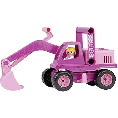 Afbeelding van Lena 04102 Prinses van Hohenzollern graafmachine, bouwvoertuig ca. 35 cm, schepradgraafmachine met beweegbare graafarm en speelfiguur, zandgraafmachine voor meisjes 2+, roze/pink speelgoedvoertuig