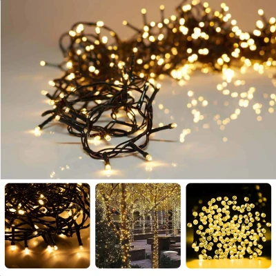 Afbeelding van Cheqo® Kerstverlichting Kerstboomverlichting Kerstlampjes Sfeerverlichting LED Verlichting Voor Binnen en Buiten Tuinverlichting Feestverlichting Lichtsnoer Microcluster 400 LED&#039;s 8M Extra Warm Wit Timer 8 Lichtfuncties