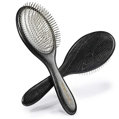 Afbeelding van BESTOOL Haarborstel, padddle Detangler borstel met metalen borstelharen, voor dames/heren/kinderen, ontwarring en massage, antistatisch, geschikt alle haartypes (Ovaal)