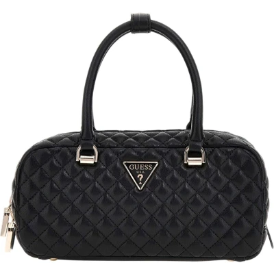 Afbeelding van Guess Eco Rianee Satchel Dames Handtas Zwart One Size