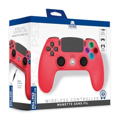 Afbeelding van Freaks and Geeks Rode Draadloze Controller voor PS4 Led 3.5 mm Jack (Compatibel met PS3 PC Android)