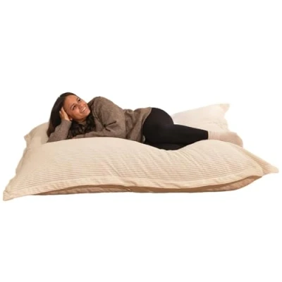 Afbeelding van Gigantische zitzak XXL voor binnen van corduroy, 180 x 140 cm, zacht, comfortabel en afneembaar, royaal gevoerd, volledige ontspanning, woonkamer, slaapkamer, jongeren, gamer (gebroken