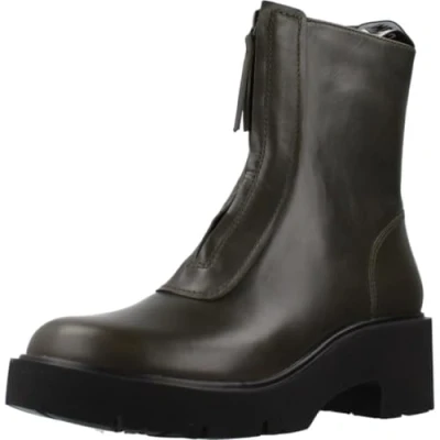 Afbeelding van Camper Milah Enkellaarsjes met plateauzool, Dames, Maat: 38, Dark green Leer