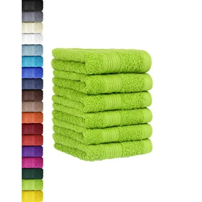 Afbeelding van BaSaTex Set van 6 handdoekenset voor gasten, handdoeken met ophanglus zacht katoen, 30 x 50 cm, gastendoekjes de handreiniging, Öko Tex Standard 100 gecertificeerd, appelgroen